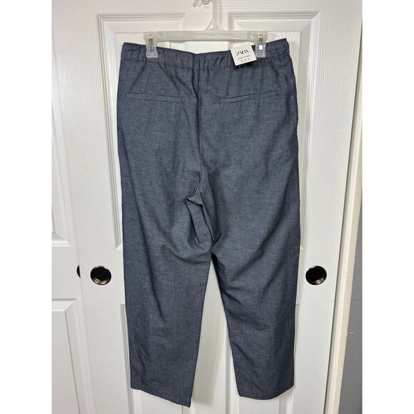 Zara Men's Cotton Linen Easy Pant Blue Size Medium NWT - Picture 3 of 10